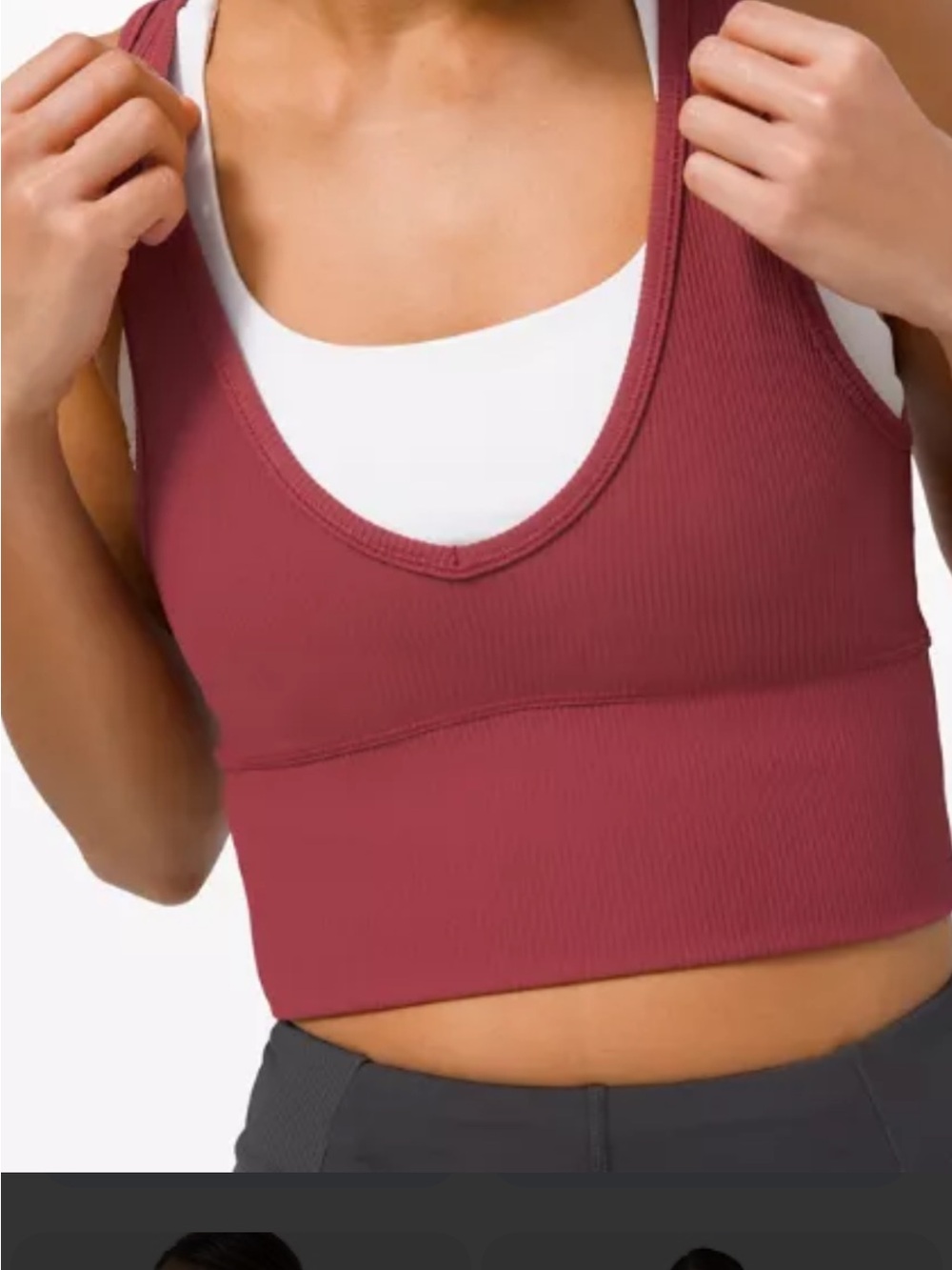 Lululemon Power Pivot Ribbed Tank Top Reversible Cropped Spiced Chai Sz 4